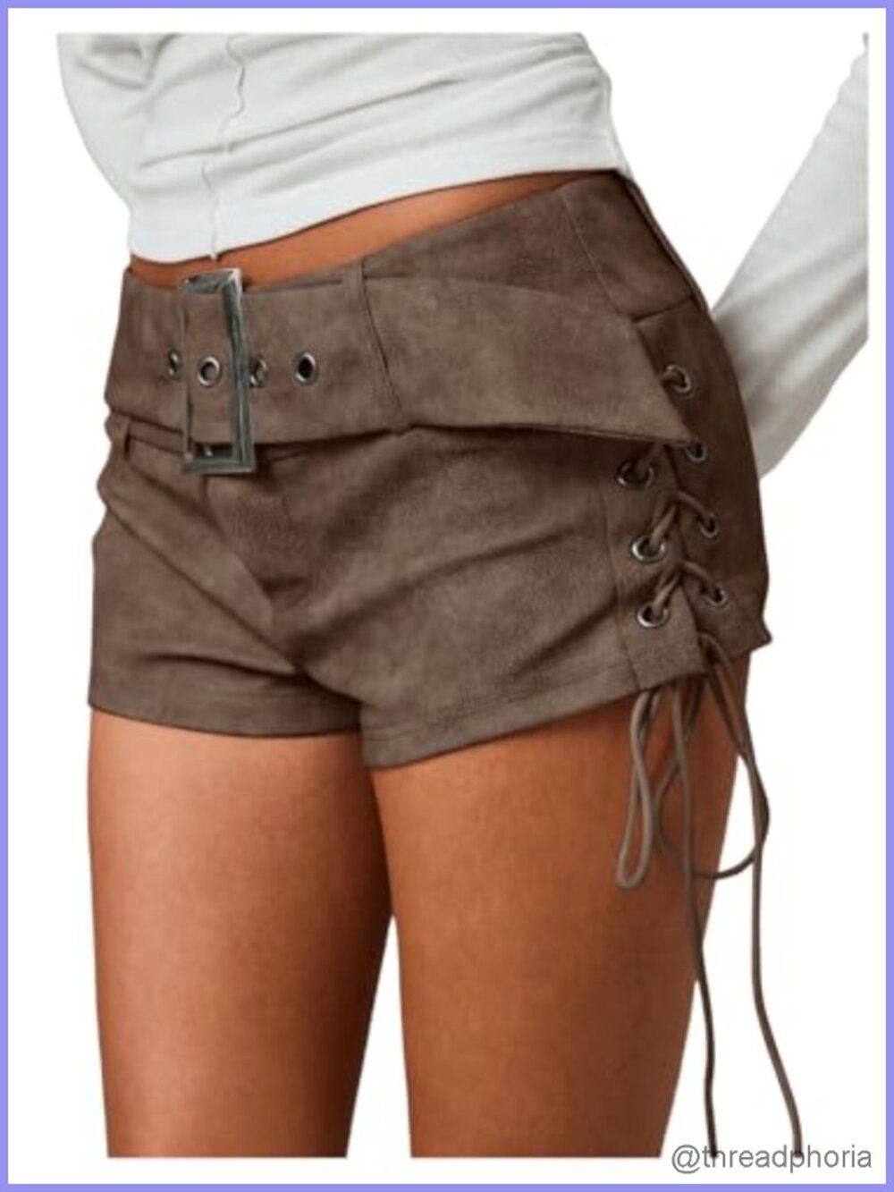 Faux Leather Lace Up Side Low Rise Mini Shorts